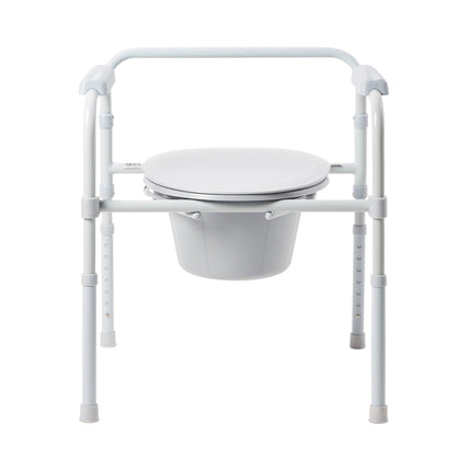 McKesson Commode Chair Fixed Arms Steel Frame Back Bar 13-1/4 Inch Seat Width