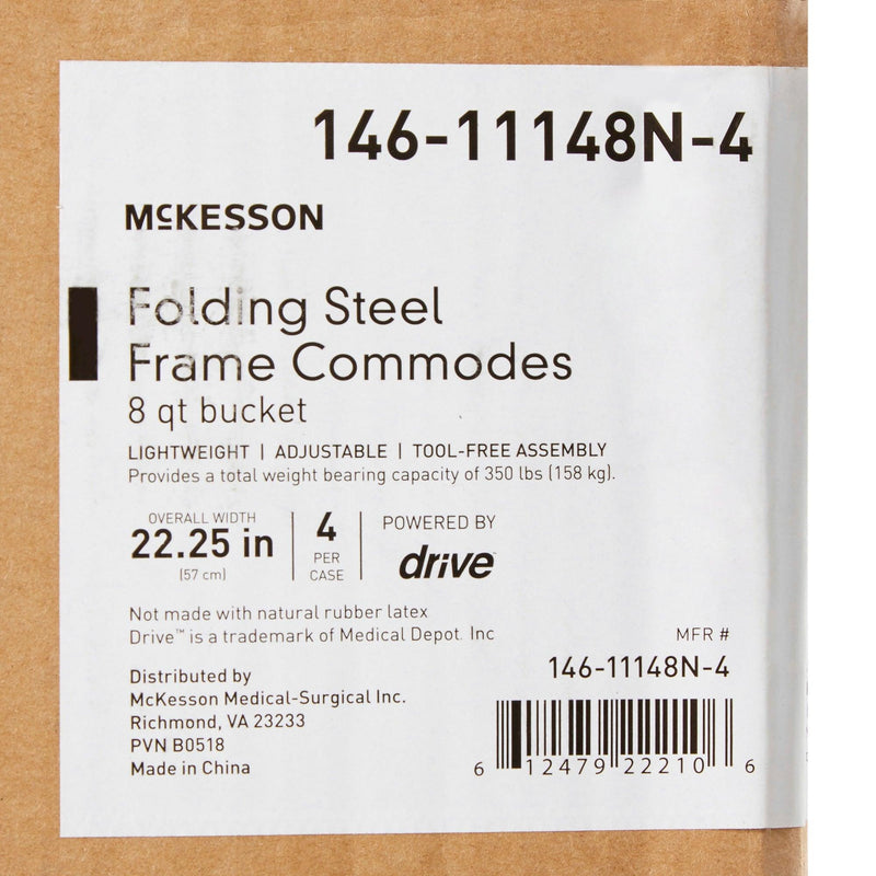 McKesson Commode Chair Fixed Arms Steel Frame Back Bar 13-1/4 Inch Seat Width 146-11148N-4