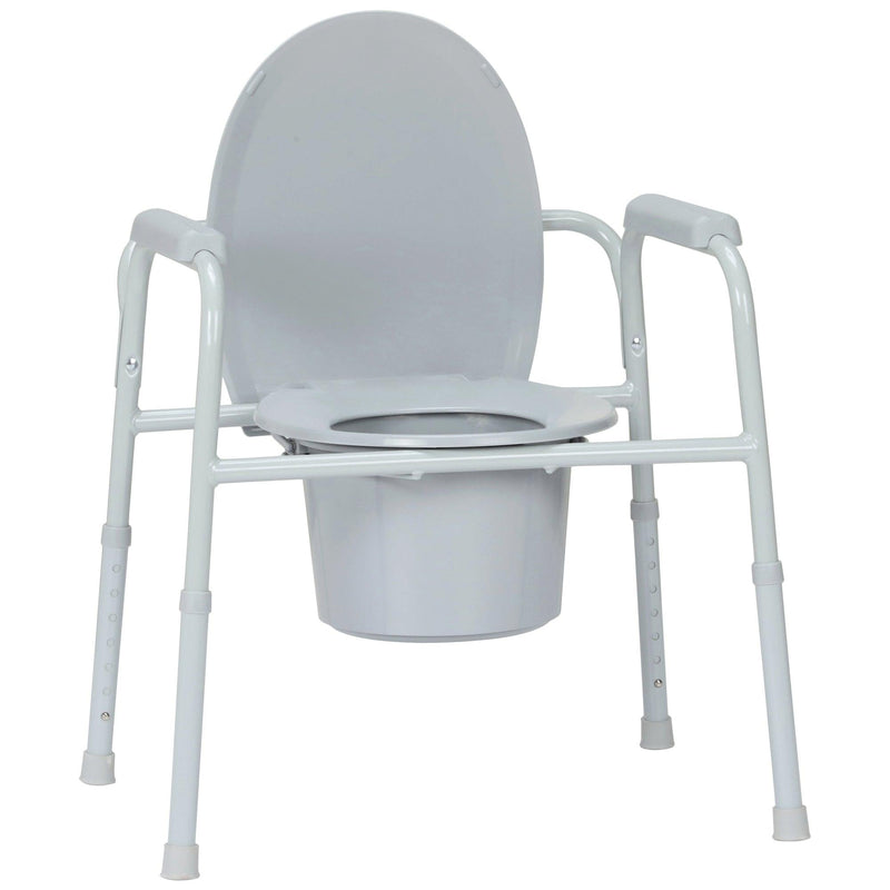 McKesson Commode Chair Fixed Arms Steel Frame Back Bar 13-3/4 Inch Seat Width 146-11105N-4