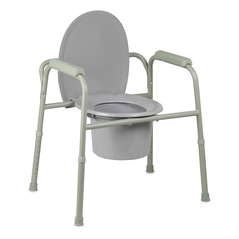 McKesson Commode Chair Fixed Arms Steel Frame Back Bar 13-3/4 Inch Seat Width 146-11105N-4