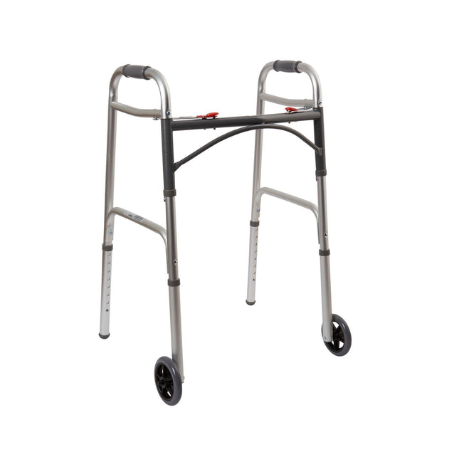 McKesson | McKesson Folding Walker Adjustable Height Aluminum Frame 350 lbs. Weight Capacity 32 to 39 Inch Height | 146-10210-4