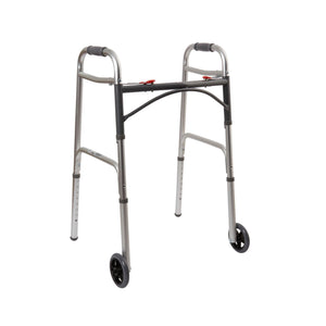 McKesson Folding Walker Adjustable Height Aluminum Frame 350 lbs. Weight Capacity 32 to 39 Inch Height 146-10210-4