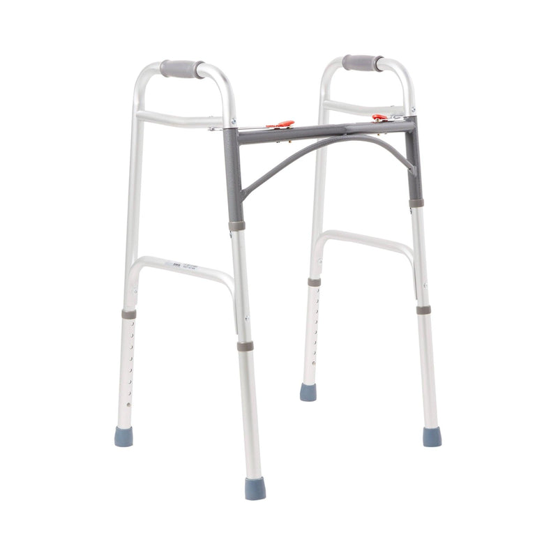 McKesson Folding Walker Adjustable Height Aluminum Frame 350 lbs. Weight Capacity 32 to 39 Inch Height 146-10200-4