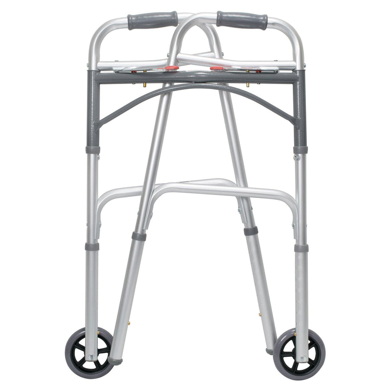 McKesson Folding Walker Adjustable Height Aluminum Frame 350 lbs. Weight Capacity 32 to 39 Inch Height 146-10210-4