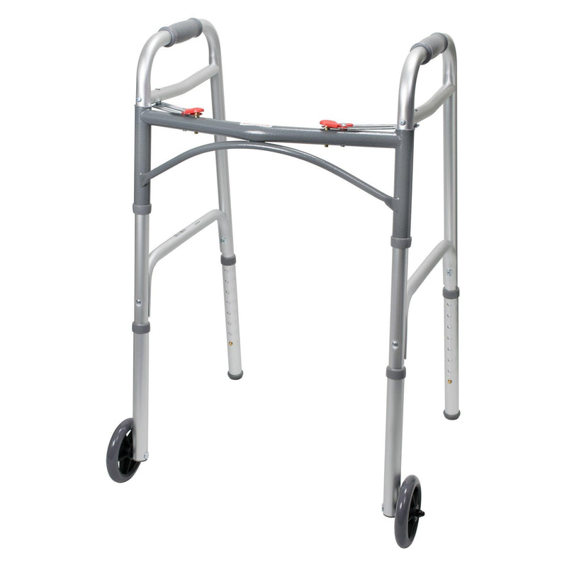 McKesson Folding Walker Adjustable Height Aluminum Frame 350 lbs. Weight Capacity 32 to 39 Inch Height 146-10210-4