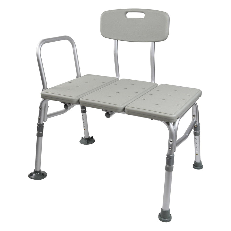 McKesson Knocked Down Bath Transfer Bench Removable Arm Rail 17-1/2 to 22-1/2 Inch Seat Height 400 lbs. Weight Capacity 146-12011KD-2