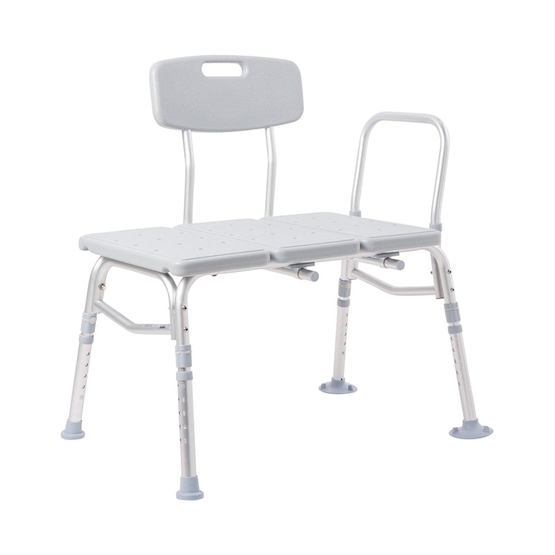McKesson Knocked Down Bath Transfer Bench Removable Arm Rail 17-1/2 to 22-1/2 Inch Seat Height 400 lbs. Weight Capacity 146-RTL12031KDR