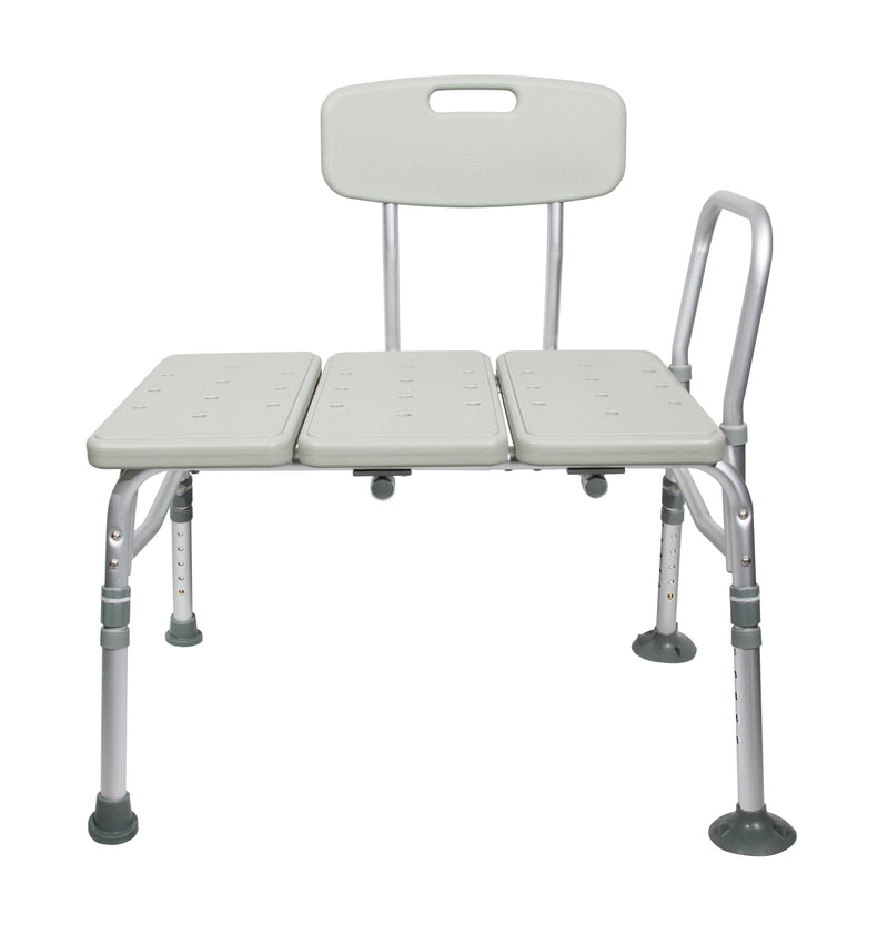 McKesson Knocked Down Bath Transfer Bench Removable Arm Rail 17-1/2 to 22-1/2 Inch Seat Height 400 lbs. Weight Capacity 146-RTL12031KDR