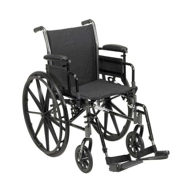 McKesson | McKesson Lightweight Wheelchair Dual Axle Desk Length Arm Elevating Legrest Black Upholstery 20 Inch Seat Width Adult 300 lbs. Weight Capacity | 146-K320ADDA-ELR