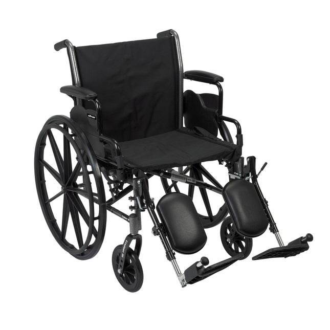 McKesson | McKesson Lightweight Wheelchair Dual Axle Desk Length Arm Swing-Away Black Upholstery 20 Inch Seat Width Adult 300 lbs. Weight Capacity | 146-K316DDA-ELR-1