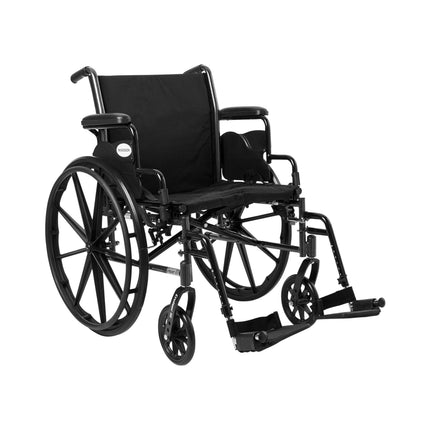McKesson Lightweight Wheelchair Dual Axle Desk Length Arm Swing-Away Black Upholstery 20 Inch Seat Width Adult 300 lbs. Weight Capacity | 146-K320DDA-SF | | 4 wheels, Ambulatory Equipment, Durable Medical Equipment, Hospital, Mobility, Standard Wheelchair