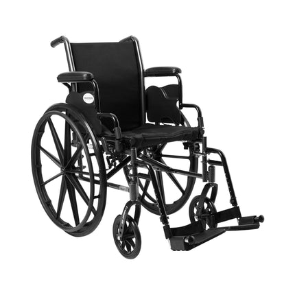 McKesson Lightweight Wheelchair Dual Axle Desk Length Arm Swing-Away Black Upholstery 20 Inch Seat Width Adult 300 lbs. Weight Capacity | 146-K316DDA-SF | | 4 wheels, Ambulatory Equipment, Durable Medical Equipment, Hospital, Mobility, Standard Wheelchair