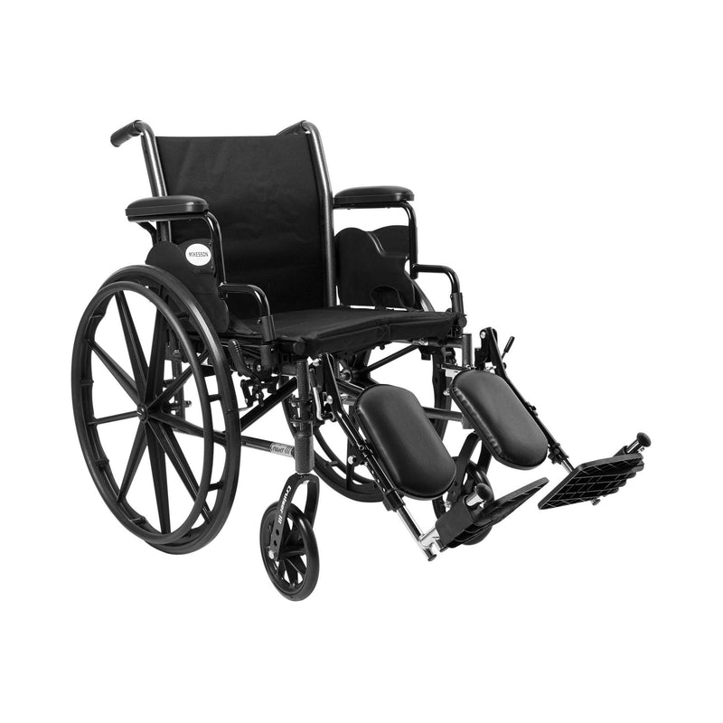McKesson Lightweight Wheelchair Dual Axle Desk Length Arm Swing-Away Black Upholstery 20 Inch Seat Width Adult 300 lbs. Weight Capacity 146-K318DDA-ELR-1