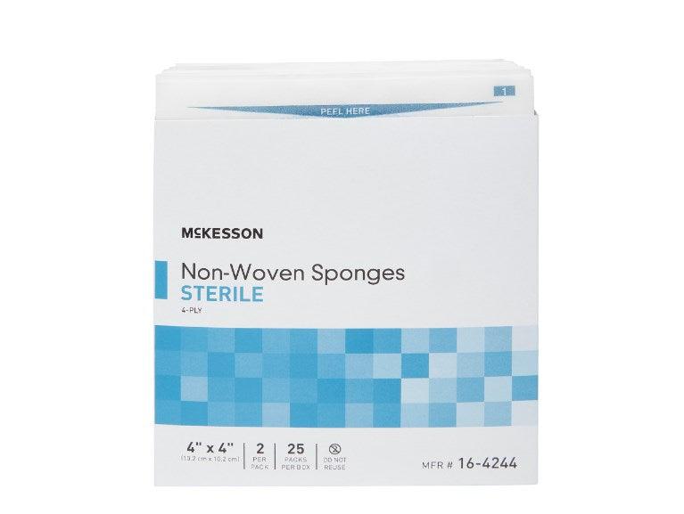 McKesson Nonwoven Sponge Polyester / Rayon Square Sterile 16-4244-2IN-BX