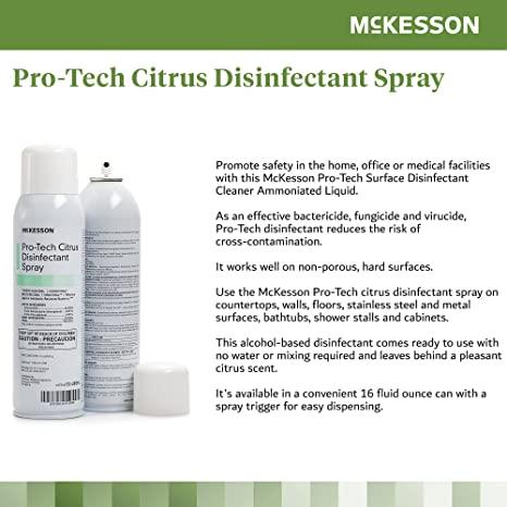 McKesson Pro-Tech Surface Disinfectant Spray - Alcohol-Based, Citrus Scent, Non-Sterile - Aerosol Can, 16 oz 53-28594