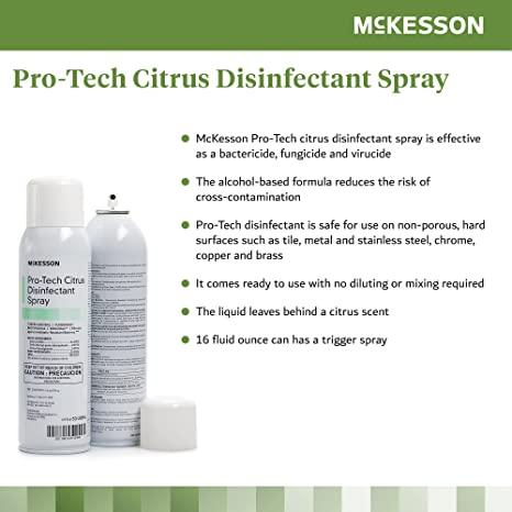 McKesson Pro-Tech Surface Disinfectant Spray - Alcohol-Based, Citrus Scent, Non-Sterile - Aerosol Can, 16 oz 53-28594