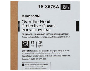 McKesson Protective Procedure Gown One Size Fits NonSterile AAMI Level 2 Disposable 18-8576A