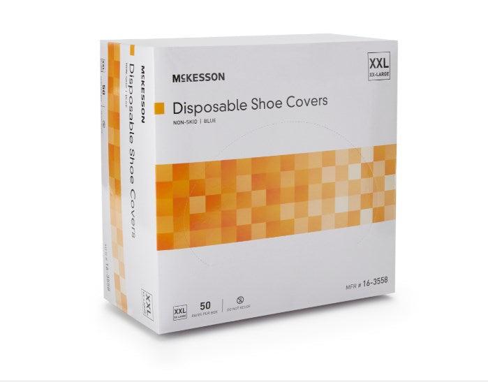 McKesson Shoe Cover High Nonskid Sole Blue NonSterile 16-3510-BX50