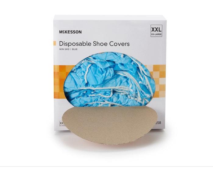 McKesson Shoe Cover High Nonskid Sole Blue NonSterile 16-3510-BX50