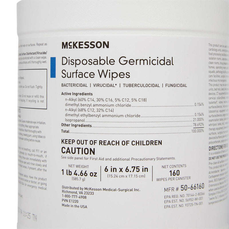 McKesson Surface Disinfectant Premoistened Manual Pull Wipes 50-66160