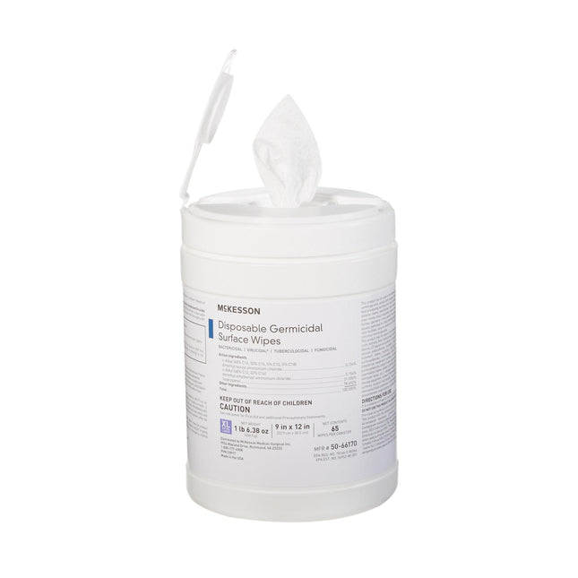 McKesson | McKesson Surface Disinfectant Premoistened Manual Pull Wipe 65 Count Canister | 50-66170