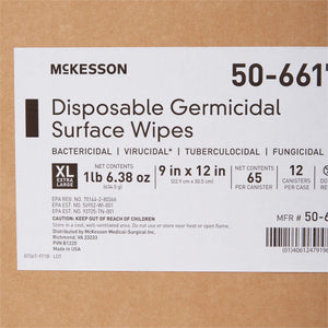 McKesson Surface Disinfectant Premoistened Manual Pull Wipes 65 Count Canister 50-66170