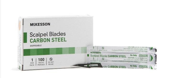 McKesson Surgical Blade Carbon Steel Sterile Disposable Individually Wrapped 1633-CS