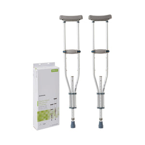 McKesson Underarm Crutches Aluminum Frame Youth / Adult / Tall Adult 300 lbs. Weight Capacity Push Button Adjustment 146-RTL10433
