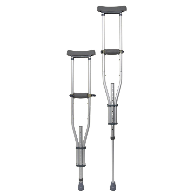 McKesson Underarm Crutches Aluminum Frame Youth / Adult / Tall Adult 300 lbs. Weight Capacity Push Button Adjustment 146-RTL10433