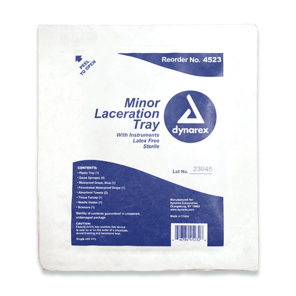 Minor Laceration Tray W/ Instruments | 4523 | | Disposable Medical Supplies, General & Advanced Wound Care, Wound Closure & Sutures | Dynarex | SurgiMac