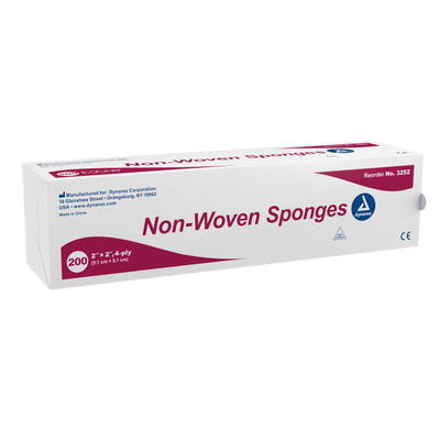 Dynarex 4" x 4" 4-ply Non-Sterile Non-woven Sponges, 2000/case