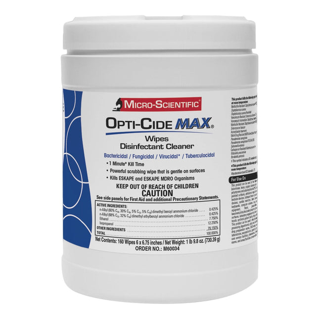 Micro Scientific Industries | Opti-Cide Max Surface Disinfectant Cleaner Premoistened Wipe | M60034