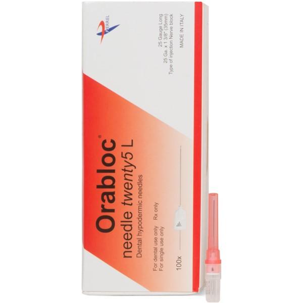 Pierrel Pharma | Orabloc Plastic Hub Nerve Block Dental Needle, 25G Long, Red, 100/Bx | 102505036