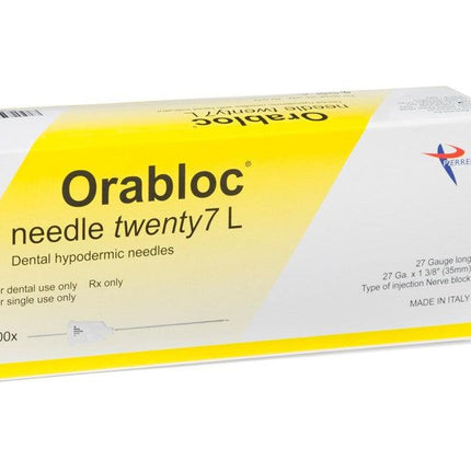 Orabloc Plastic Hub Nerve Block Dental Needle, 27G Long, 100/Bx | Pierrel Pharma | SurgiMac
