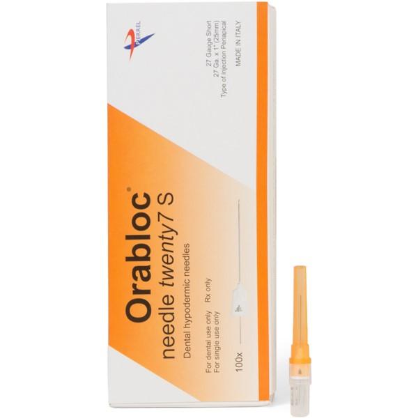 Orabloc Plastic Hub Periapical Dental Needle, 27G Short, Orange, 100/Bx 102704025