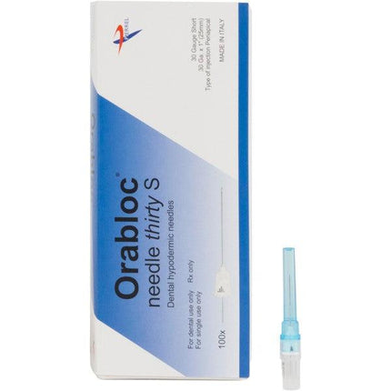 Orabloc Plastic Hub Periapical Dental Needle, 30G Short, Blue, 100/bx. | 103003025 | | Anesthetic needles, Anesthetic products, Dental Needle, Dental Supplies | Pierrel Pharma | SurgiMac