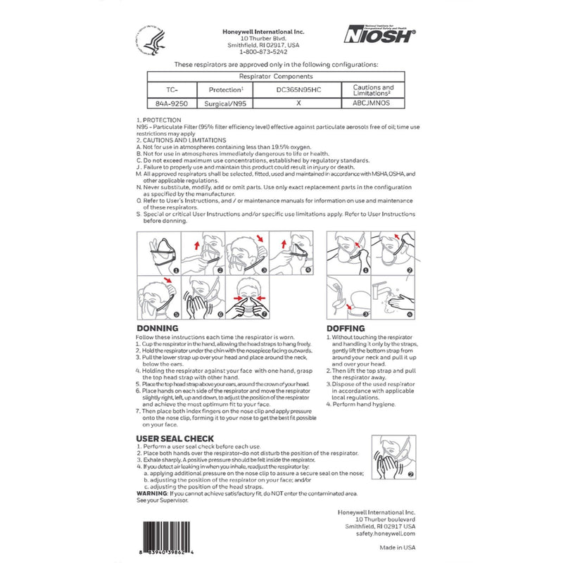 N95 Surgical Respirator by Honeywell - DC365 DC365N95HC