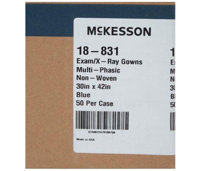 Patient Exam Gown McKesson One Size Fits Most Blue Disposable 18-831