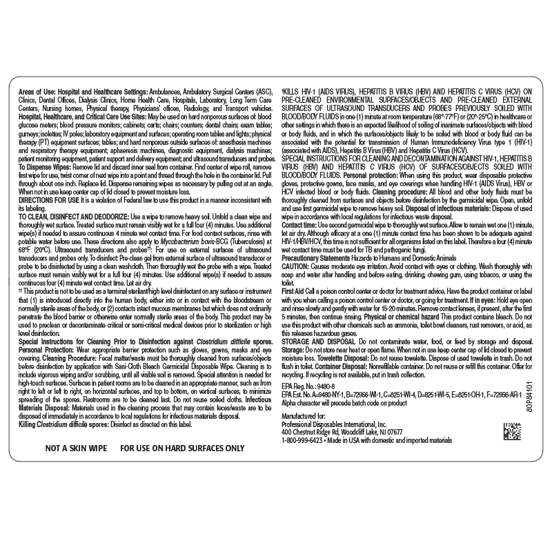 Sani-Cloth Bleach Surface Disinfectant Cleaner Premoistened Germicidal Wipe P25784-1