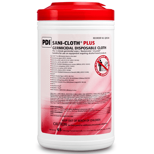 PDI Sani-Cloth Plus Extra-Large Wipes (7.5" x 15") 6 x 65/Canister. Q85084 Q85084-1