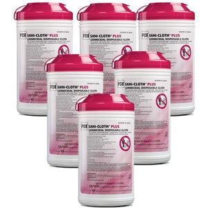 PDI Sani-Cloth Plus Extra-Large Wipes (7.5" x 15") 6 x 65/Canister. Q85084 Q85084