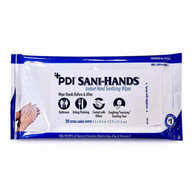 PDI | Hand Sanitizing Wipe Sani-Hands Ethyl Alcohol Wipe Soft Pack | P71520-1