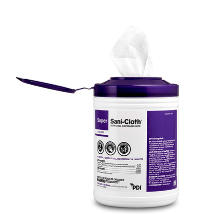 PDI Super Sani-Cloth Large Disinfectant Wipes (55% Alcohol, 160/Canister) - Kills 99.9% of Germs | PDI | SurgiMac
