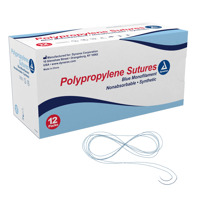 Polypropylene Sutures-Non Absorbable-Synthetic Blue, 5-0,C3 Needle - 18in | 9119 | Dynarex | SurgiMac