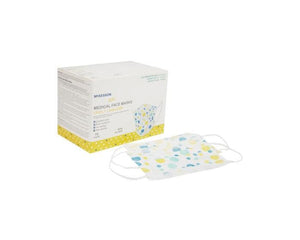 Procedure Mask McKesson Pleated Earloops Child Size Kid Design (Blue and Yellow Polka Dot) NonSterile ASTM Level 1 Pediatric 16-1000-1
