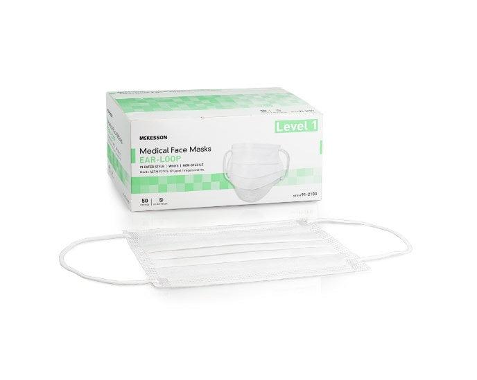 Procedure Mask Pleated Earloops One Size Fits Most NonSterile ASTM Level 1 Adult 91-2102-Blue