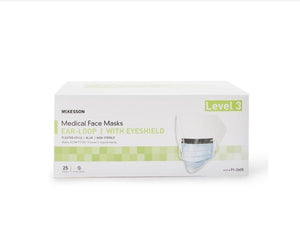 Procedure Mask with Eye Shield Anti-fog Pleated Earloops One Size Fits Most NonSterile ASTM Level 3 Adult 91-2600