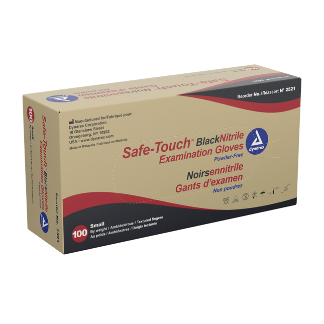 Safe-Touch Black Nitrile Exam Gloves, Powder-Free | 2521 | Dynarex | SurgiMac