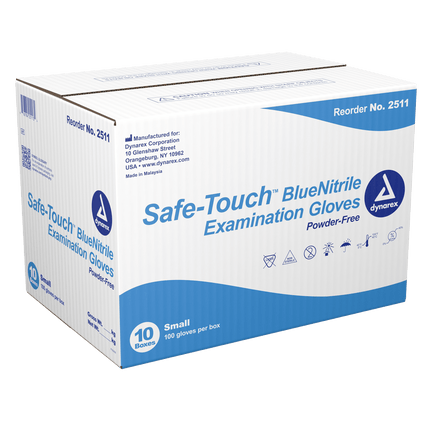 Safe-Touch Blue Nitrile Exam Gloves, Powder-Free | 2511 | | Disposable Medical Supplies, Gloves, Infection Control, Nitrile Exam Gloves | Dynarex | SurgiMac