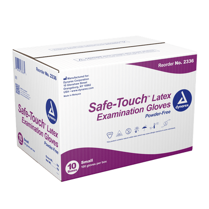 Safe-Touch Latex Exam Gloves - Powder-Free | 2336 | | Disposable Medical Supplies, Gloves, Infection Control, Latex Exam Gloves | Dynarex | SurgiMac